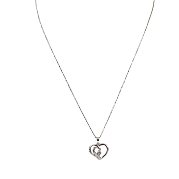 Diamond heart pendant necklace slider heart sterling silver - Picture 2 of 10